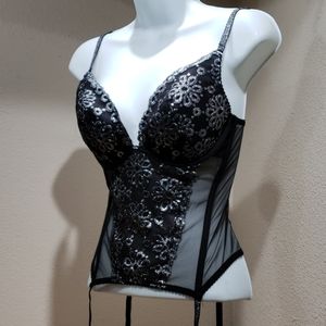 Victoria's Secret Black Mesh Corset Top Sz 34C